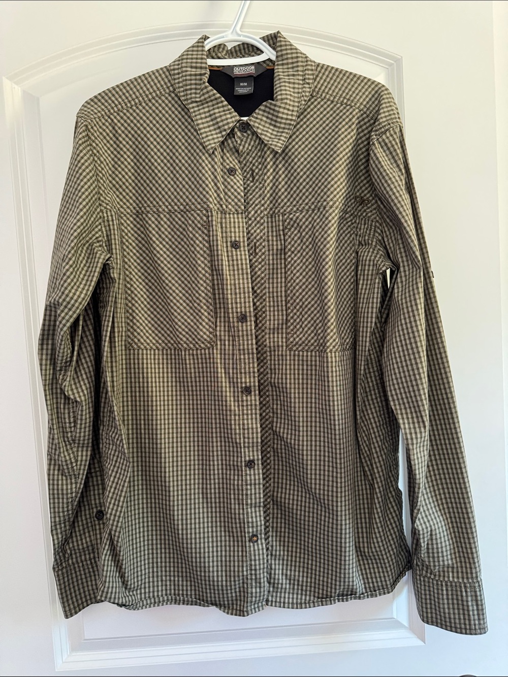 Outdoor Research Men's Olive and Black Check Button-Down Shirt